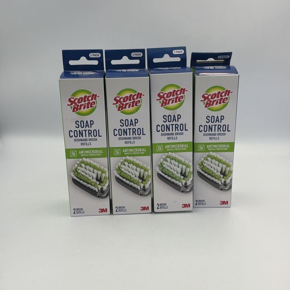 (4) Scotch-Brite Soap Control Odor Resist Dishwand Brush Wand Refills - 2 Pack